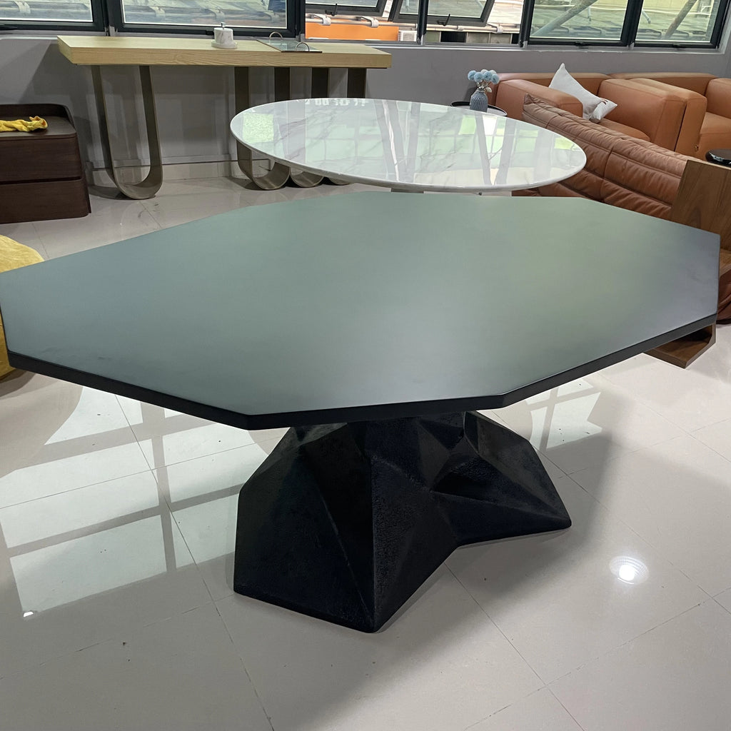 &Modern Black Marble Top Dining Table Durable Big Size Rectangleable 8 Seater for Apartment & Hotel Use