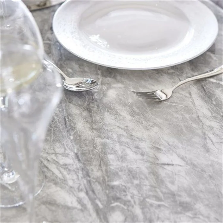 ！@Luxury Round Marble Dining Table Set 4 Chairs