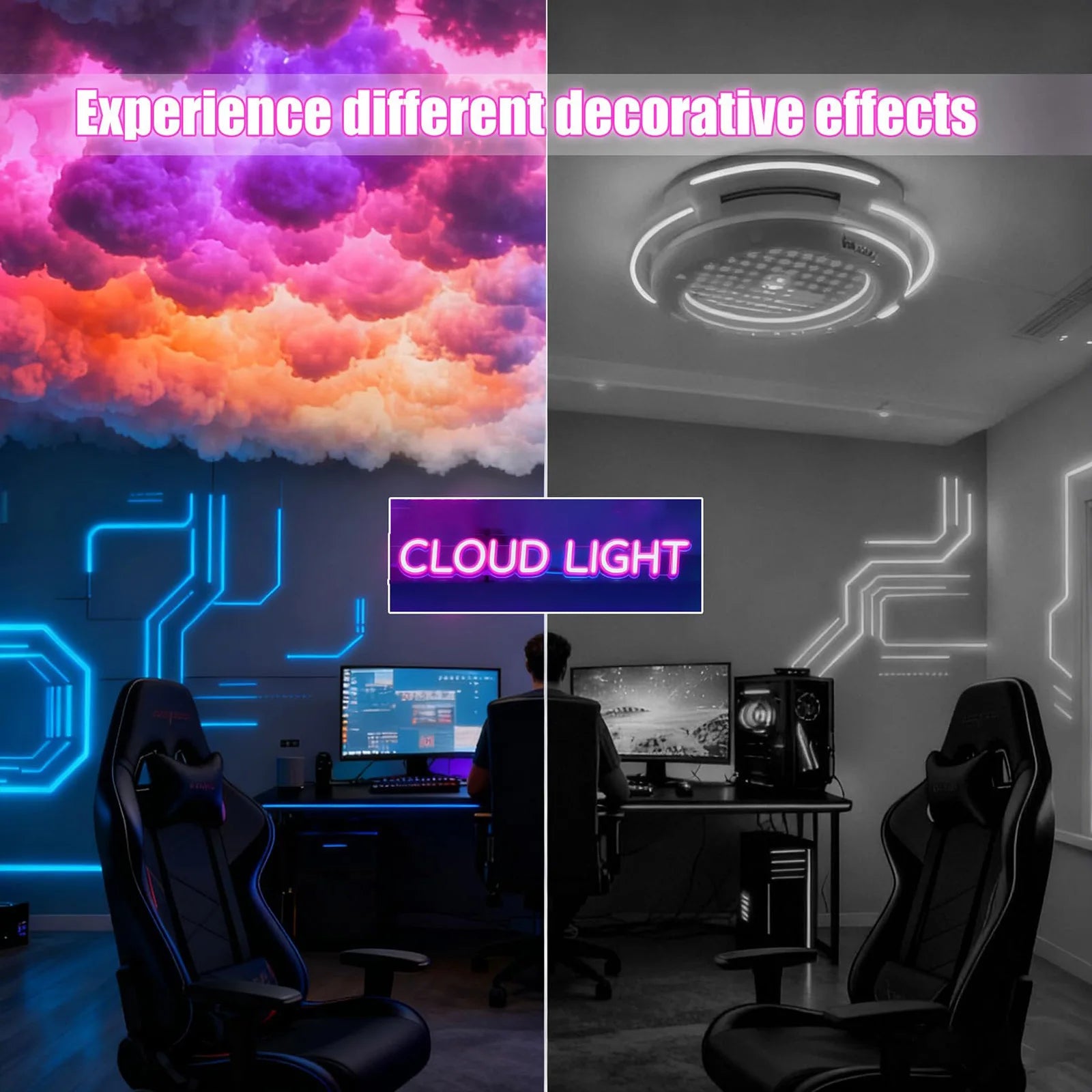 3D Big Cloud Lightning Light USB-Powered LED Cloud Light for Adults Kids Bedroom Home Decor