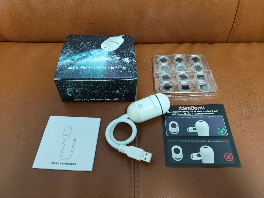 Mini USB Bedside Night Light Projection Ambient Light 36 Slides Galaxy Starry Sky Projector Lamp for Home Room Decor Kids Gifts