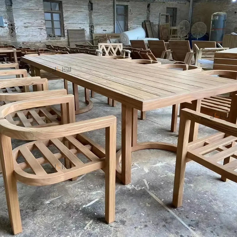 Sofa, with Waterproof UV-resistant Cushion, Outdoor Wooden Furniture, with Customized Service, for Hotel Patio Courtyard Use