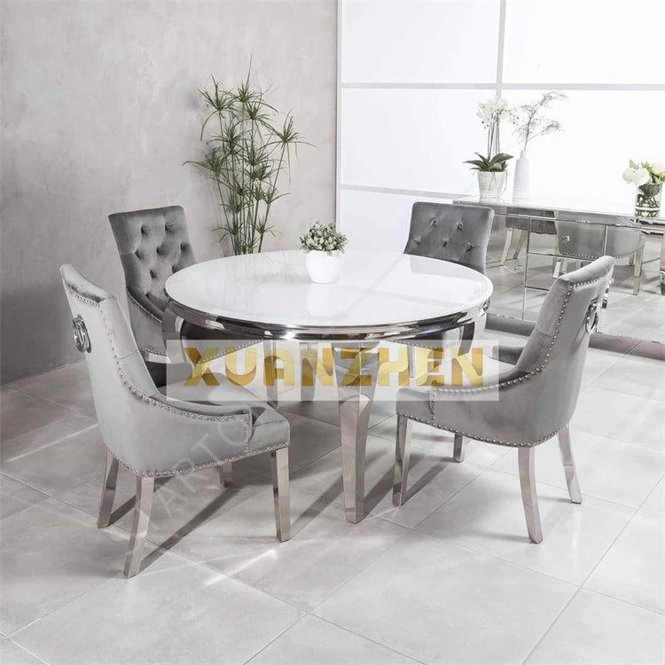 Dining Room Furniture Cheap Restaurant Table and Chairs Gold Dinning Table Marble Round Dining Table Set 4 Chairs