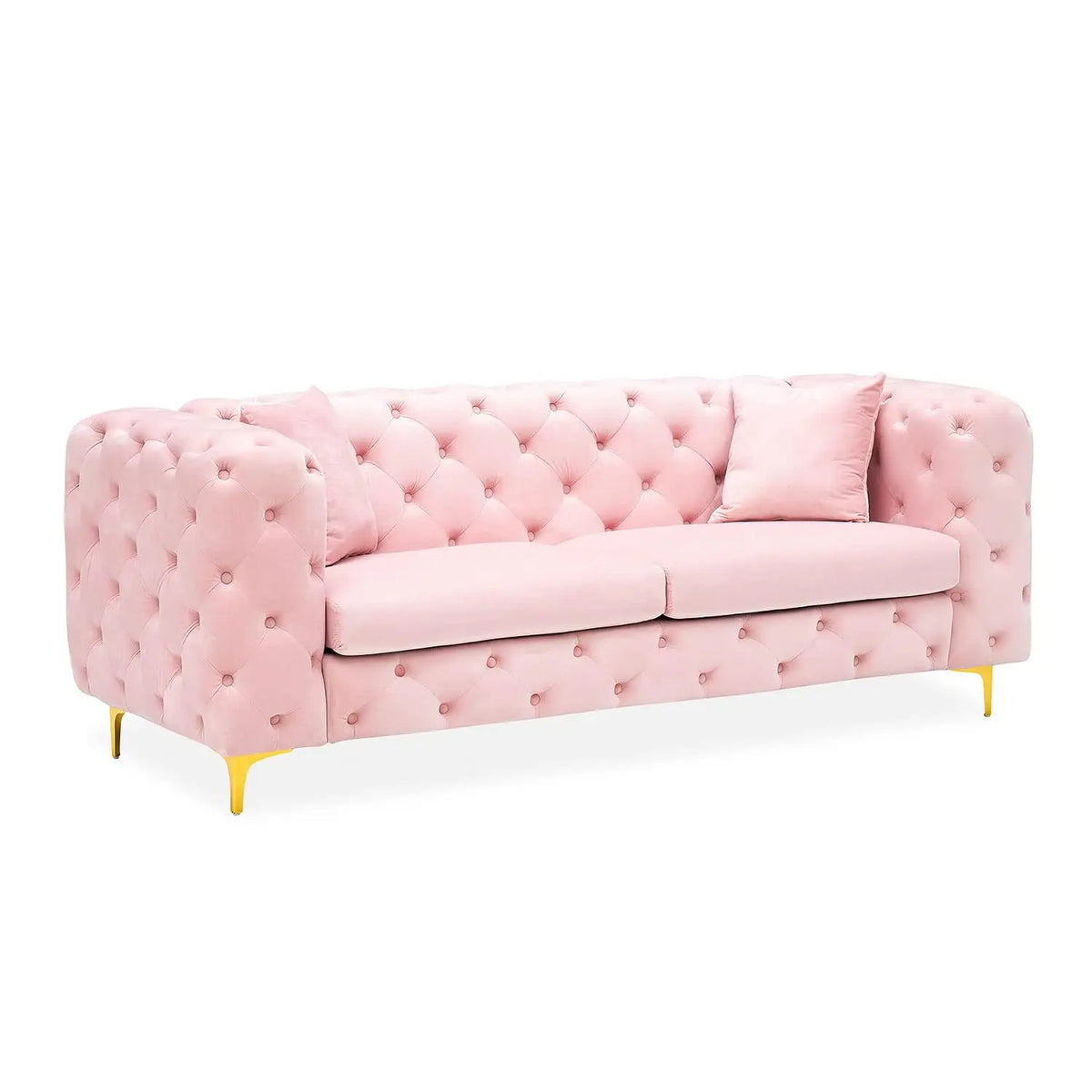 75" Mid Century Modern Tufted Velvet Sofa Gold Legs, Customized