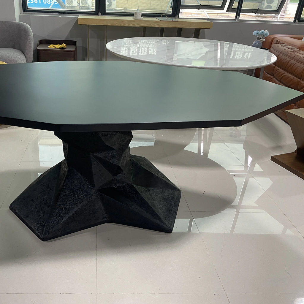 &Modern Black Marble Top Dining Table Durable Big Size Rectangleable 8 Seater for Apartment & Hotel Use