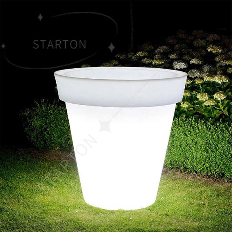 Solar-Charged Large Glowing LED Garden Light Illuminated Outdoor Flower Pot Planter for Home Planter Solar Outdoor Illuminated