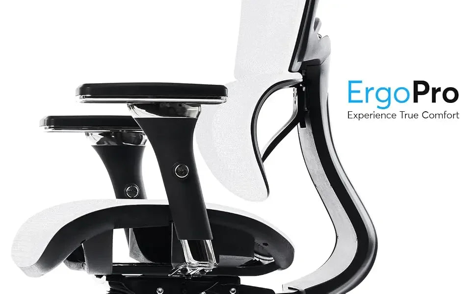 Oline ErgoPro Ergonomic Office Chair with 4D Adjustable Armrest, 3D Lumbar Support and Blade Wheels - Mesh Computer Gaming Rolling Desk Executive Swivel Home Chair (White)