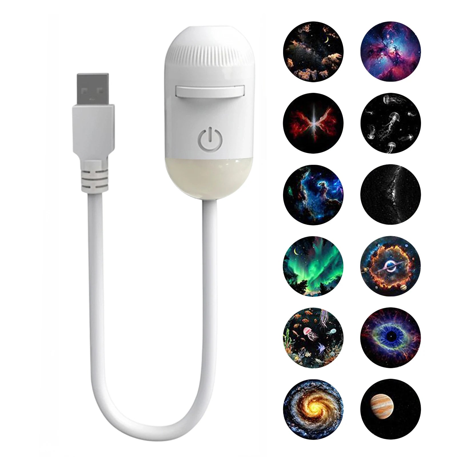 USB Starry Sky Projector Night Light 360° Bendable HD Galaxy Moon Planet Projection Lamp Plug Play Car Bedroom Projector Lamp