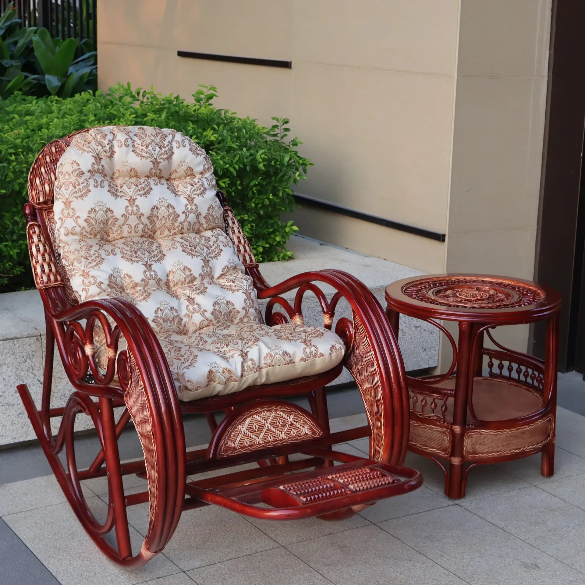 Leisure Lazy Rocking Chair Pastoral Rattan Natural Rattan Homestay Rocking Chair