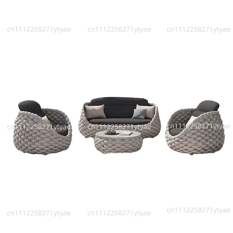 Sofa Courtyard Villa Balcony Rattan Chair Terrace Garden Rattan Single Waterproof Sofa Combination