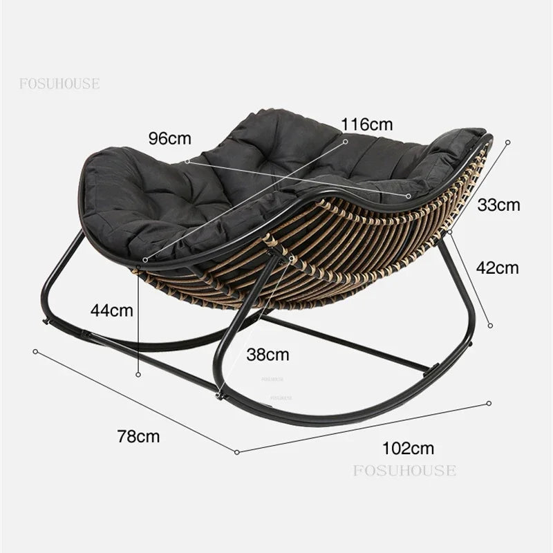 Nordic Lazy Living Room Chairs Home Balcony Rocking Chairs Reclining Sofas Rattan Sofa Leisure Rocking Chair Home Furniture