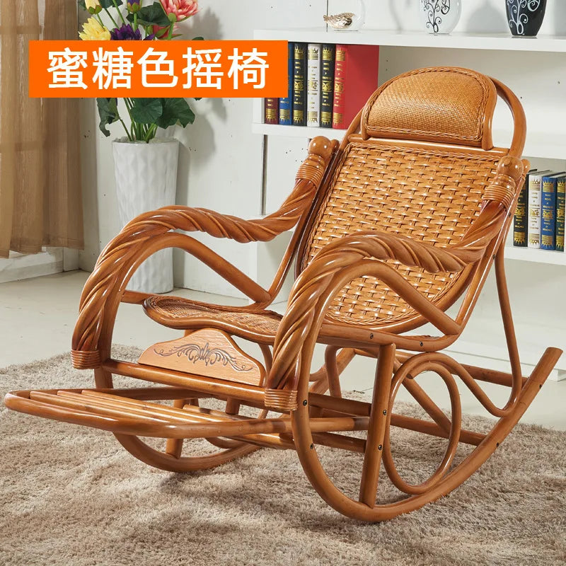 Rattan chair, rocking chair for the elderly, rocking chair for the lazy on the balcony, reclining chair, nap chair