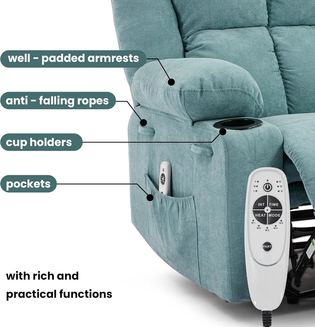 BestsellerBestsellerManual Recliner Chair with Heating & Massage,Ergonomic Overstuffed Breathable Fabric Reclining Chair with Si