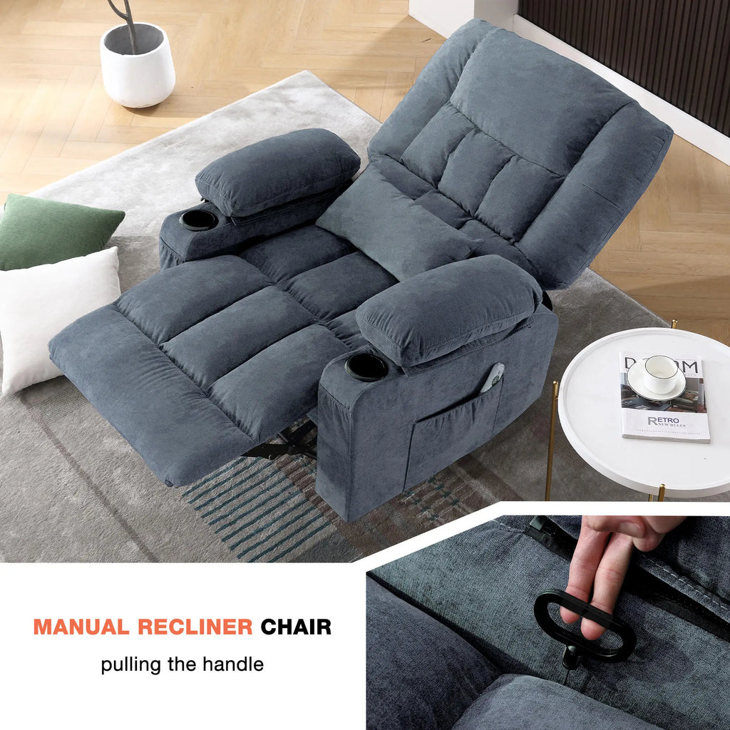 350 Pound Swivel 360° Rocking Massage Heating Recliner Sofa Chair in Anji Rocking Reclining Chair for Adults