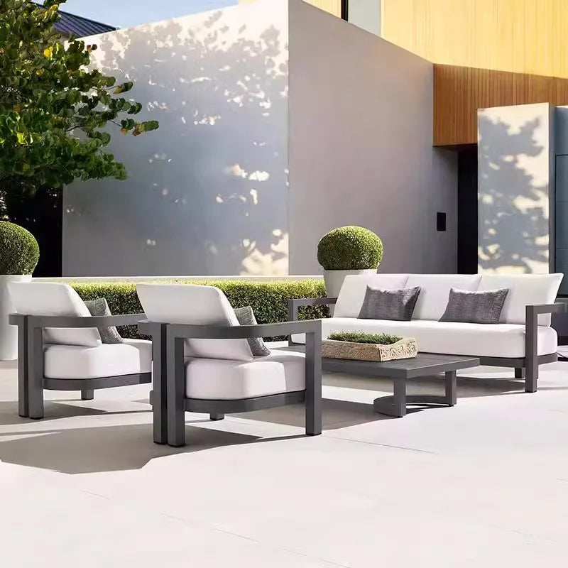 Outdoor solid wood sofa, garden terrace, hotel, homestay, balcony designer, outdoor leisure furniture combination