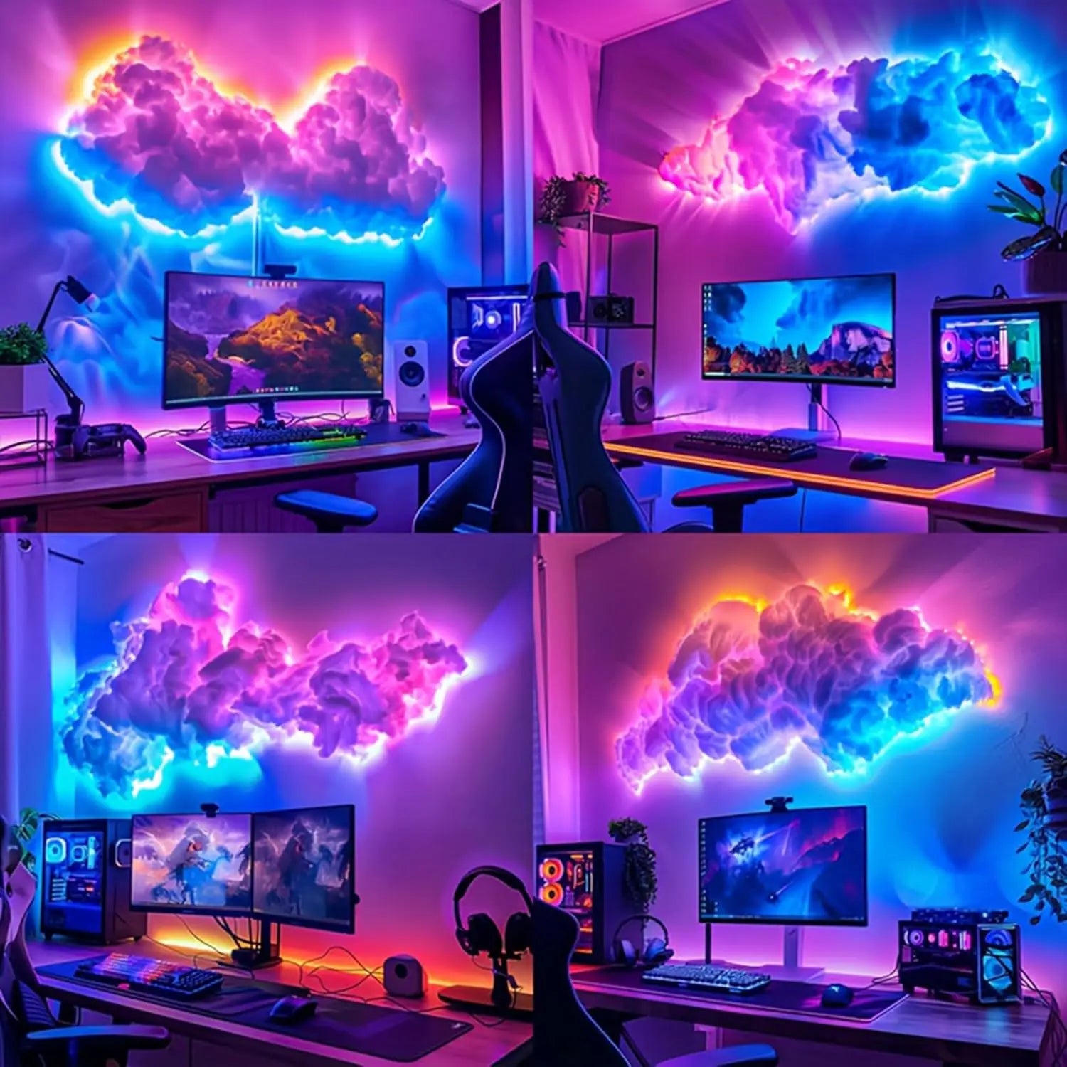 Cloud LED Light, Cloud Music Sync Multicolor Changing Strip Light, Atmosphere DIY Creative Thunder Cloud Lamp Wall Ceiling Light
