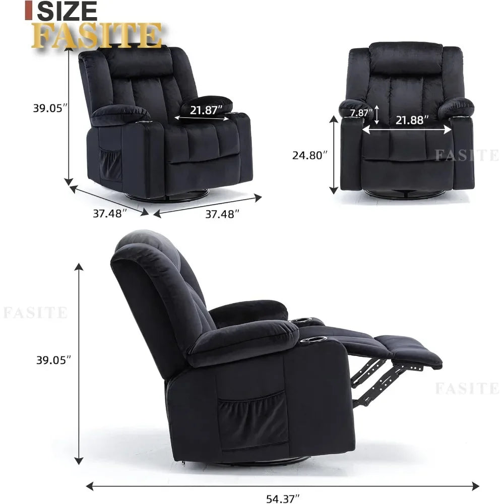 Nordic High Quality Massage Rocker With Heated 360 Lazy Boy Recliner Single Sofa Seat With Cup