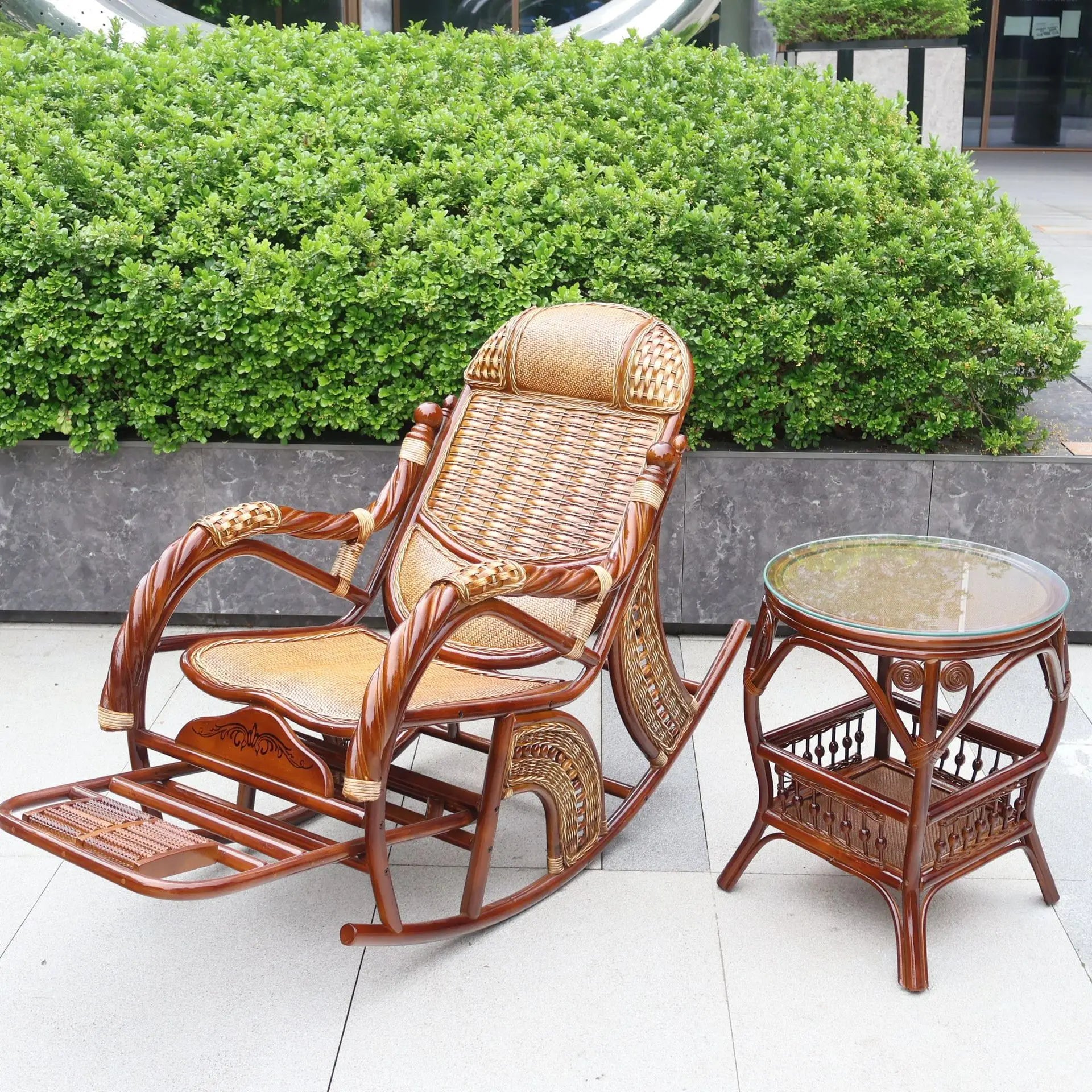 Natural rattan rattan household rocking chair recliner back recliner nap leisure household elderly free