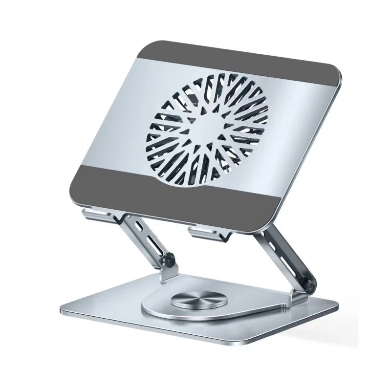 360-Degree Rotatable Carbon Steel Laptop Folding Stand Tablet Desktop Height Adjustable Fan Cooling