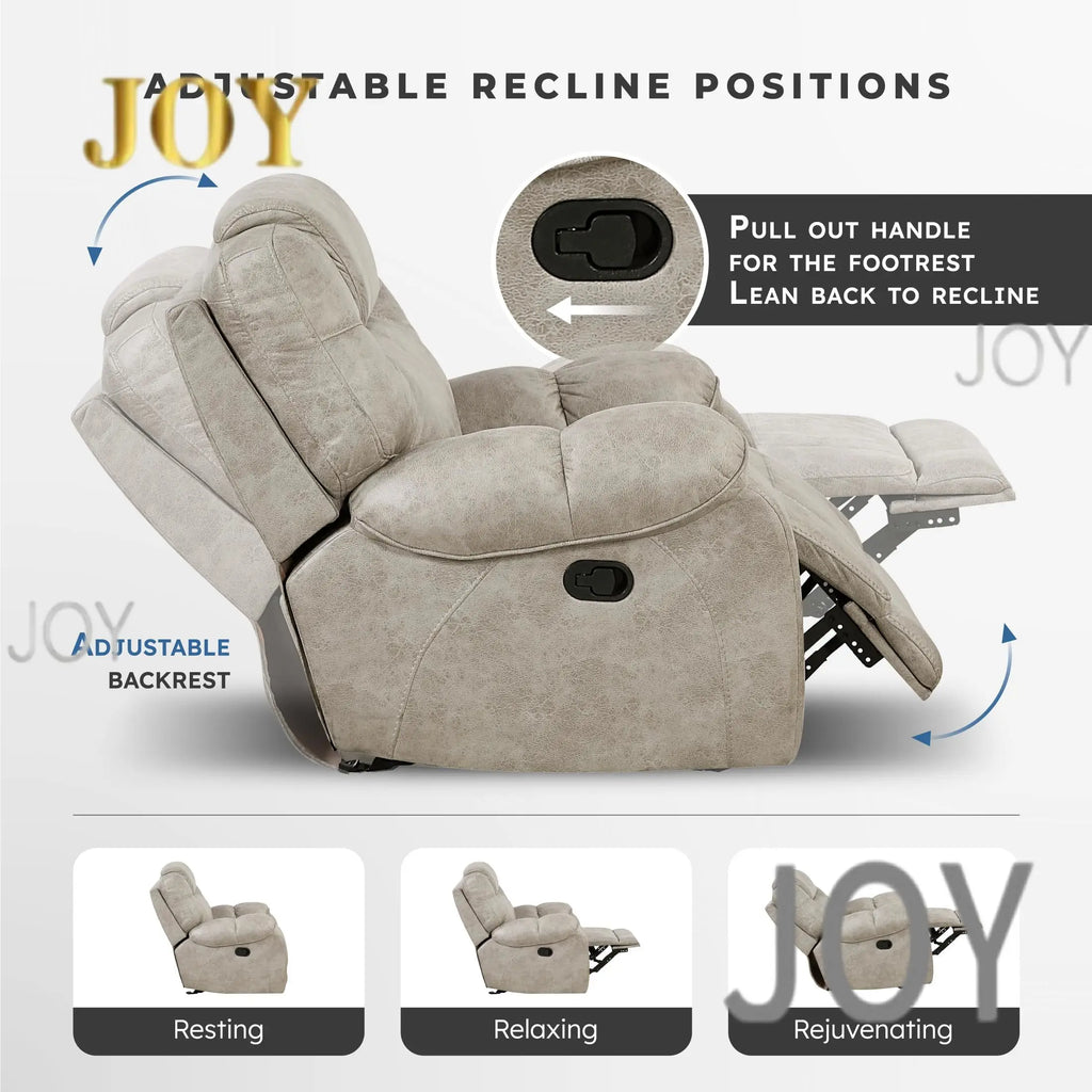 #￥Custom Manual Double Reclining Loveseat Microfiber Wall Hugger Recliner Reclinable Chair with Center Console for Living Room
