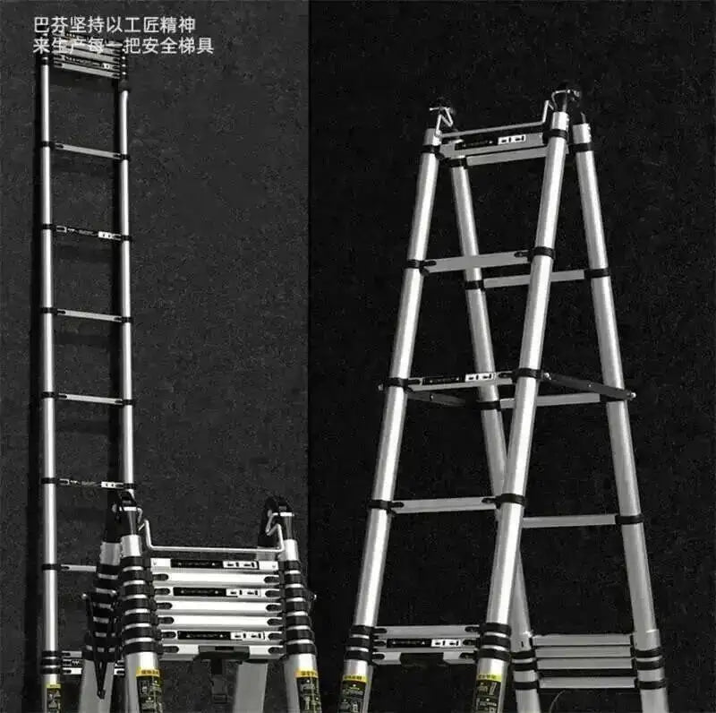 Engineering Multifunctional Aluminum Ladder Step Alloy Stools Home Folding Telescopic Ladder Portable Thick Herringbone Stairs