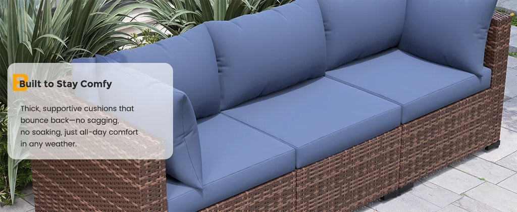 UDPATIO Outdoor Furniture 8-Piece Wicker Patio Set with 44" Fire Pit Table