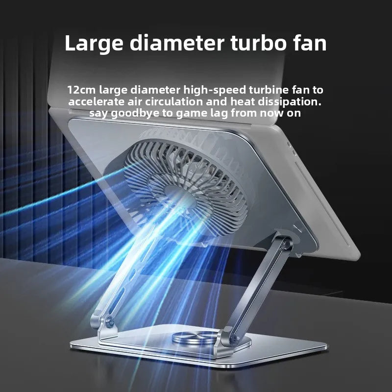 Carbon Steel 360 Rotating Laptop Stand Desktop Height Adjustable Computer Heightening Fan Cooling Bracket