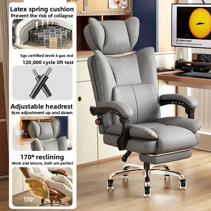 Ergonomic Leather Office Chair with High Backrest Recline Lumbar Support Executive Desk Chair Gaming Ready Comfort Furniture