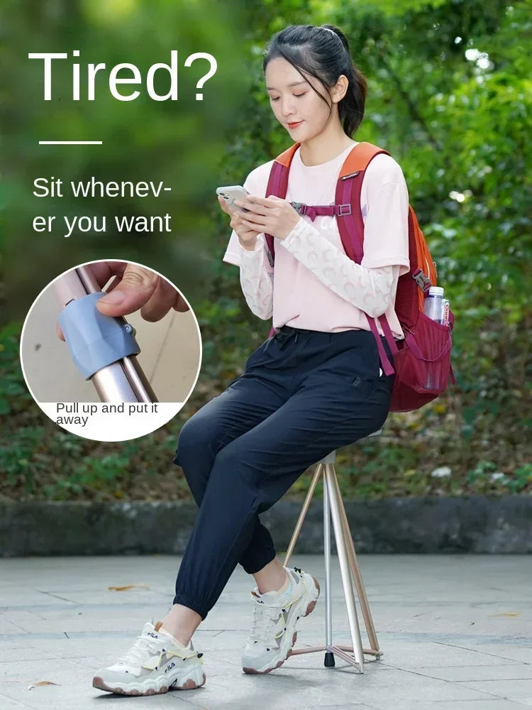 Portable Elderly Cane Stool Non-Slip Multifunctional Lightweight Chair Ideal for Outdoor Hiking and Mobility Support