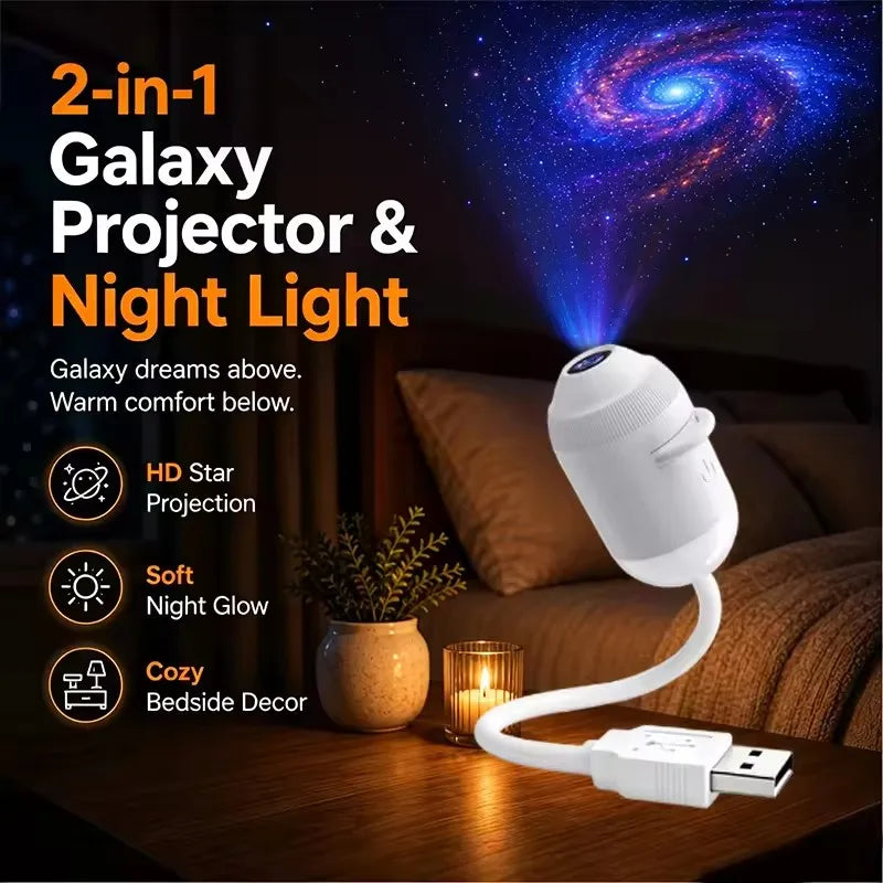 24 Projection Slides USB Plug-in Galaxy Star Projector Night Light Nebula Aurora Starry Sky Projector Light For Bedroom Decor