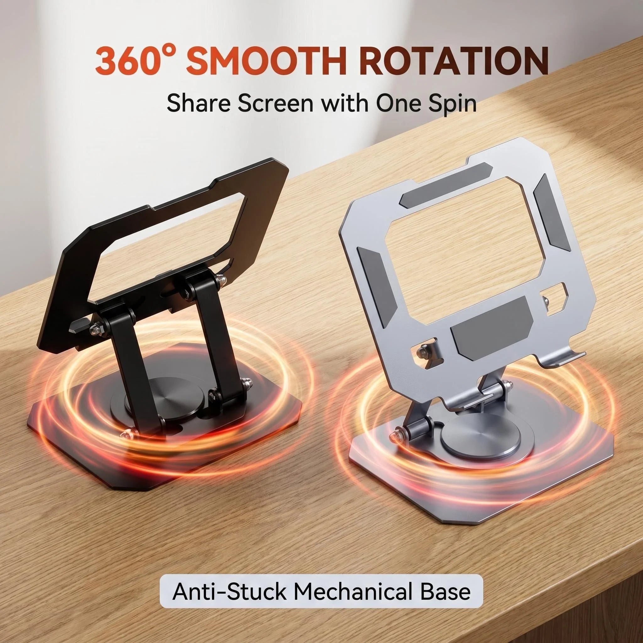 Portable Aluminum Alloy Rotatable Tablet Stand with Foldable Height Adjustment Compact for Home Office Use Durable No Wobble