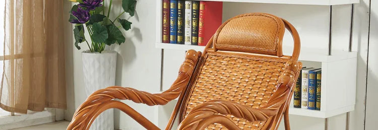 Rattan chair, rocking chair for the elderly, rocking chair for the lazy on the balcony, reclining chair, nap chair
