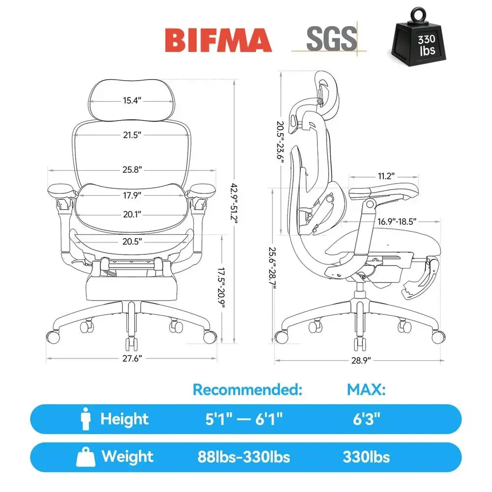 Doro C300 Pro V2 Ergonomic Office Chair with Footrest, Grey FullBody Adaptive Support, 8D Armrests amp Breathable Mesh, Comfy H