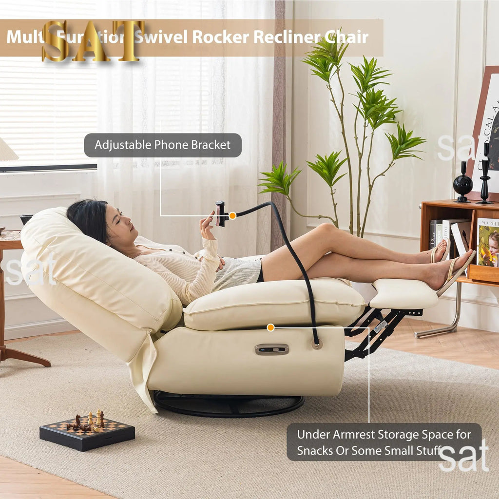 *Cheap Price White Multi-position Single Power Lift Recliner White Leather Comfortable Sofa Chair With Phone Holder