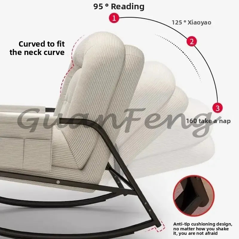 Household Single Rocking Chair Living Room Lazy Sofa Leisure Chair Single Balcony Leisure Sofa Adult Adult Reclining Chair