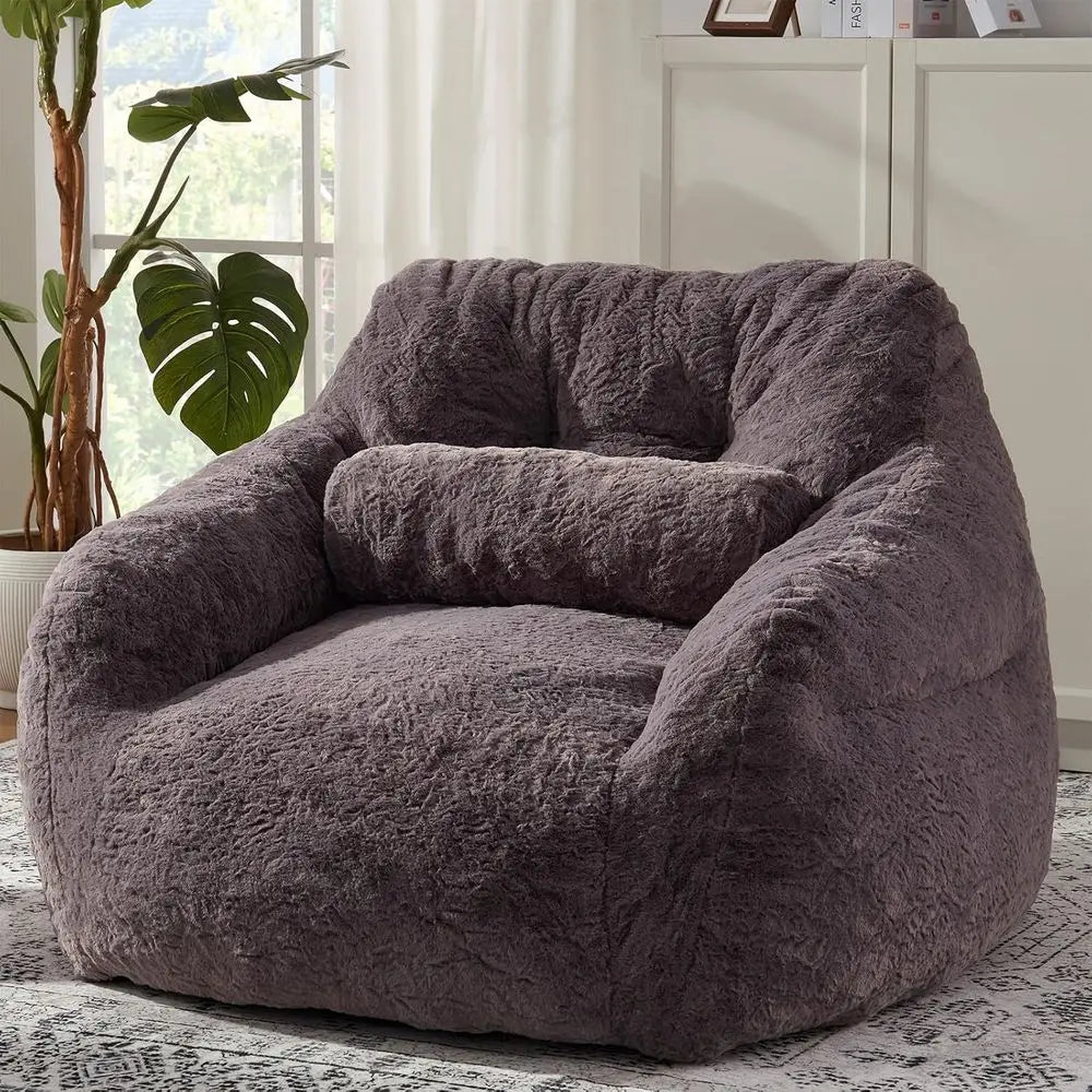 Oversized Bean Bag Chairs for Adults and Kids, Plush Lazy Sofas with Filled Cushions, Ideal for Living Rooms and Bedrooms in Gra