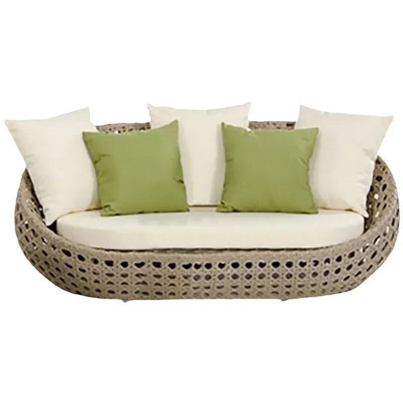 3 Piece Outdoor Rattan Furniture Set Wicker Patio Sofa Coffee Table Garden Balcony Conversation Seating for Backyard Deck