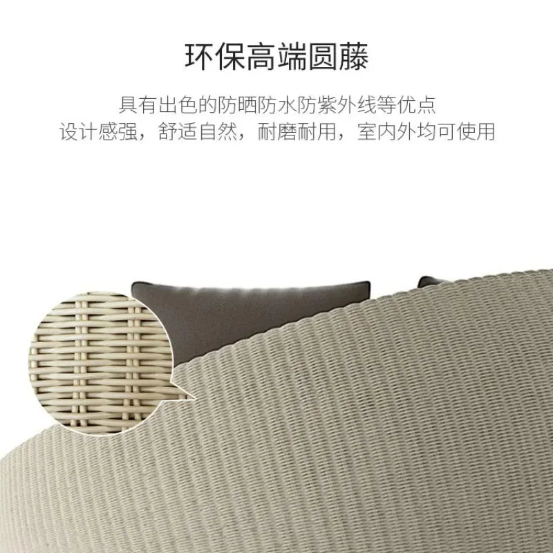 Nordic Woven Rattan Sofa Set with Coffee Table for Garden Balcony Patio Indoor Outdoor Leisure Furniture