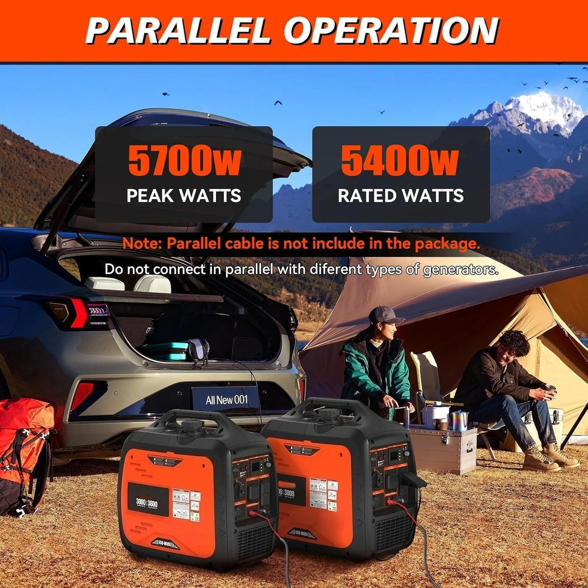 Customized 3800W Lightweight Portable Inverter Generator with Clean Power for Home, Camping, RV, Tailgating & Emergencies