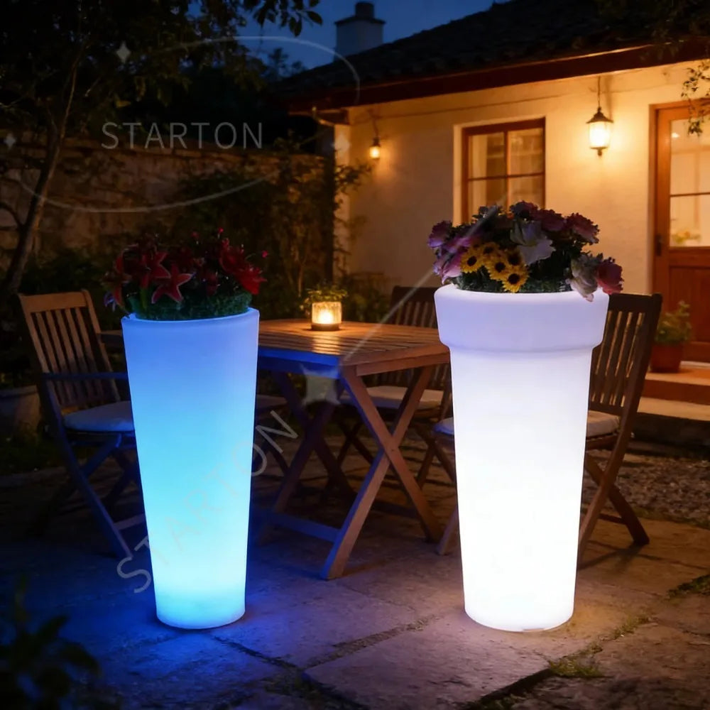 Family Style Smart Rechargeable LED Lighting Large Plants Plastic Plant Pots Modern Garden Illuminating Garden Flower Pot