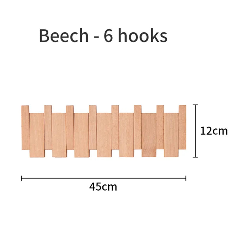 Beech and Walnut Coat Rack Wall Mounted Sticks Piano Clothes Rack Creative Hanging Doorway Entrance Cloak Rack Home Decor