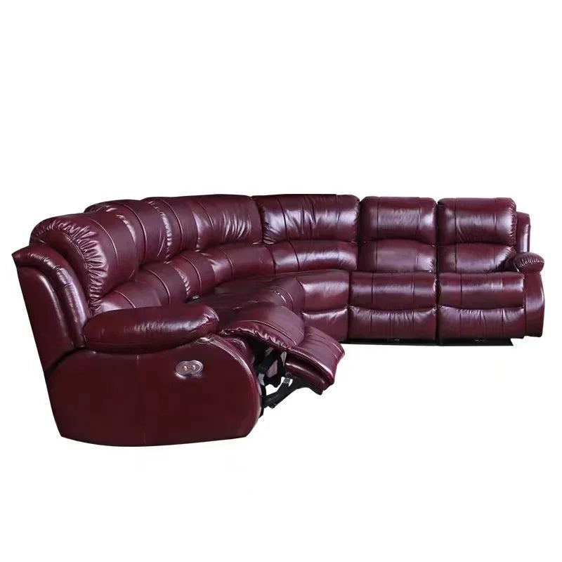 Living Room Sofa Set Recliner Leather U Shaped Sectional Sofa, Electric Recliner Sofa Set