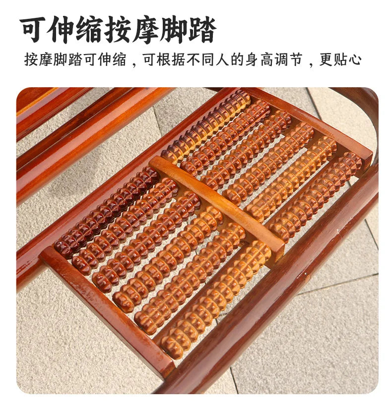 Balcony elderly rattan chair household large medium new Chinese real rattan recliner