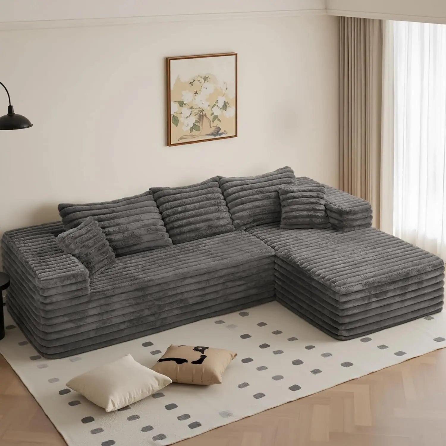 103" L Shaped Sectional Boneless Couch for Living Room, Modern Modular Cloud Sofa with Right Facing Chaise, Comfy, Customized