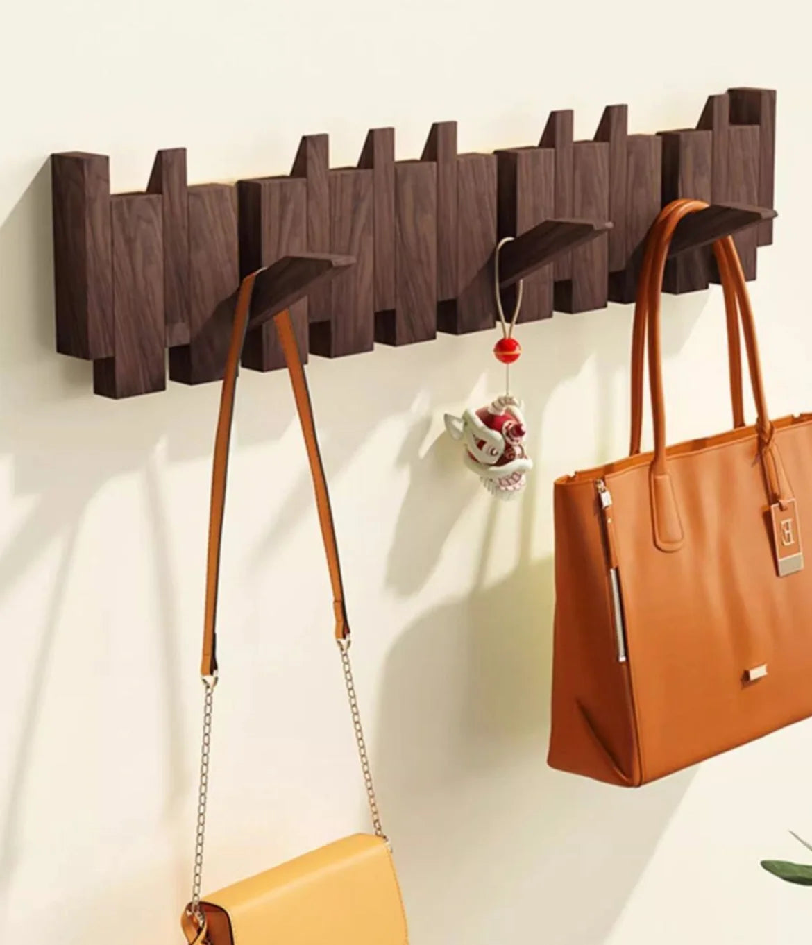 1PC Wall Mounted Black Walnut Coat Rack Solid Wood Clothes Hook Dropshipping Entrance Door Hanger Coat Rack Home Decor Furniture