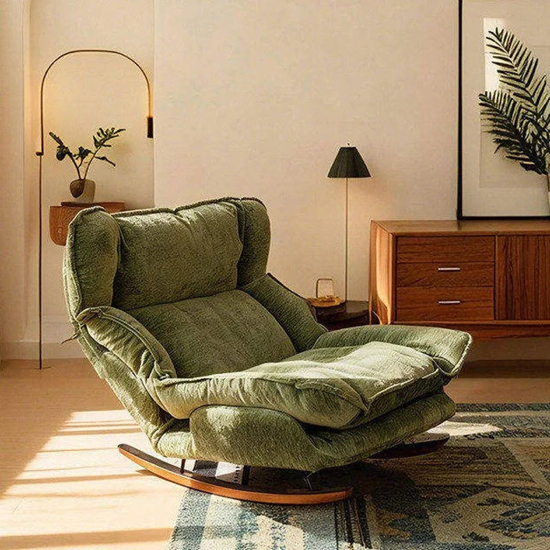 Adjustable Rocking Single Lazy Sofa Recliner Chair, High Comfort Leisure Lounge Sofa Chair for Balcony Bedroom Indoor Reading