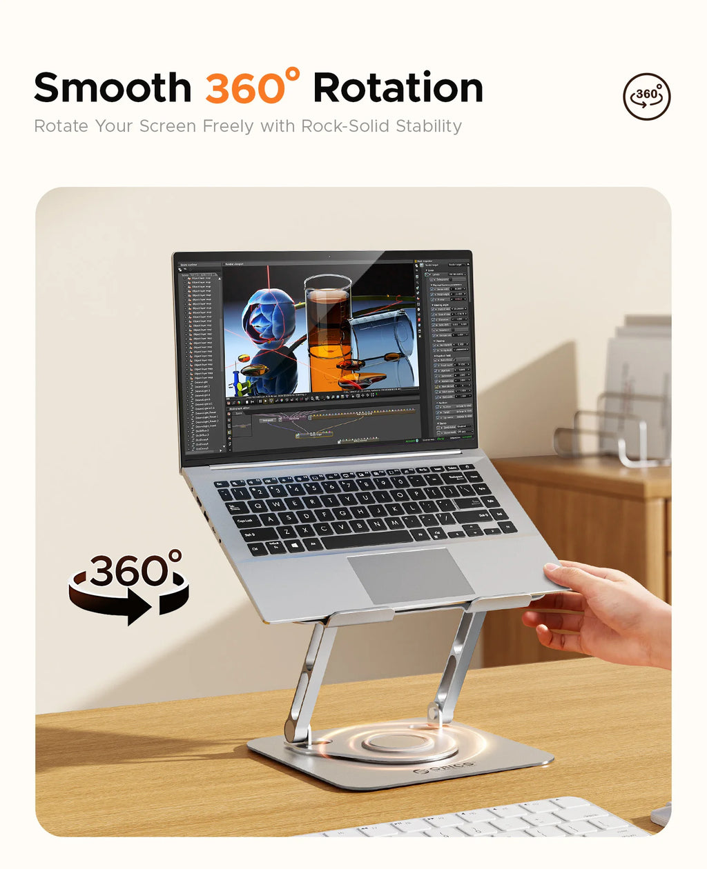 ORICO Foldable Laptop Stand Aluminum Alloy 360 Adjustable Notebook Stand Up to 17 inch Laptop Folding Desktop Support Holder