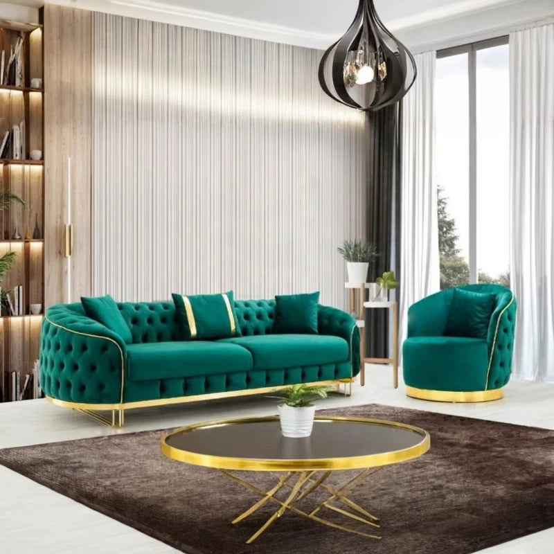 Modern Luxury Sofa Set Furniture Velvet Couch Living Room Sofas One Seat Two Seat Three Seat Sectional Fabric Sofa