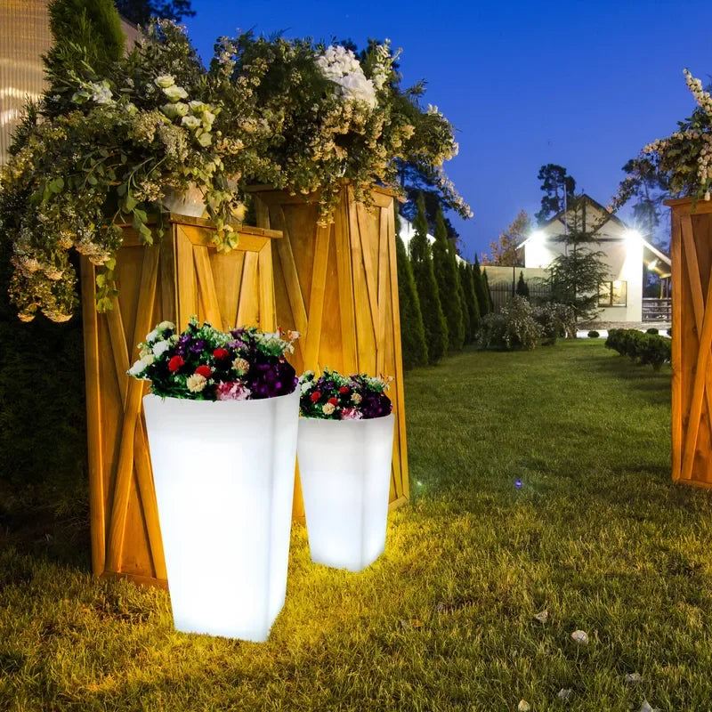 LED Glowing Rechargeable Flower Pot Outdoor LED Luminous Planter Pots with Floor LED Lighting for Garden Decor Planting