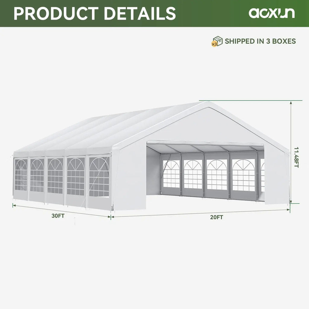 20x30 Party Tent,Heavy-Duty Canopy Tents for Parties Weddings Events Removable Sidewalls,Roll-up Door,Waterproof, Customized
