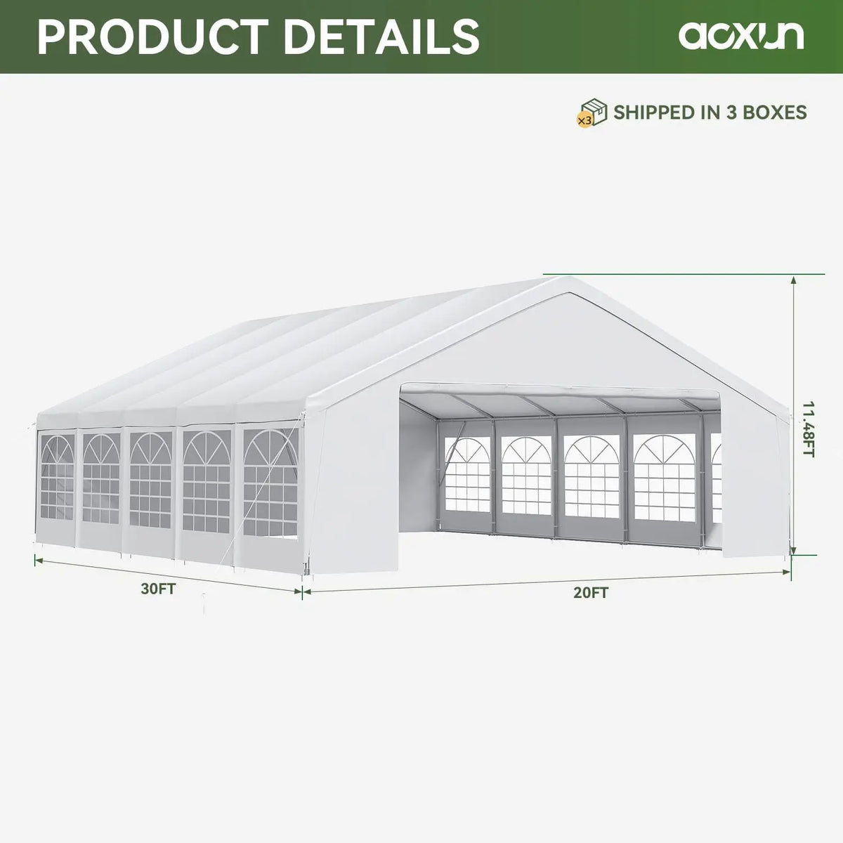 20x30 Party Tent,Heavy-Duty Canopy Tents for Parties Weddings Events Removable Sidewalls,Roll-up Door,Waterproof, Customized